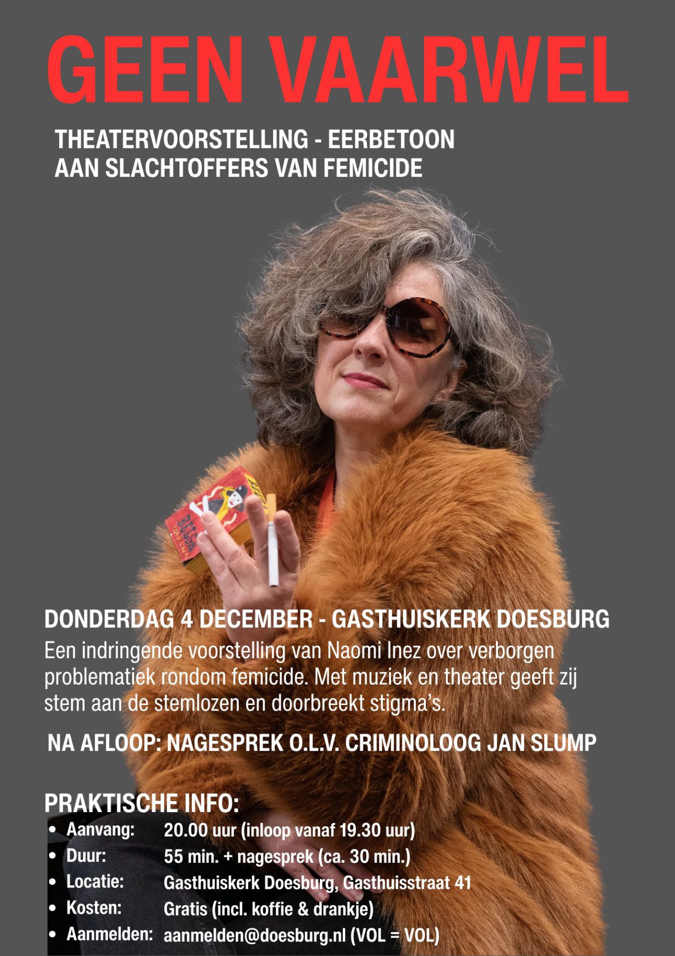 Uitnodiging Theatervoorstelling GEEN VAARWEL